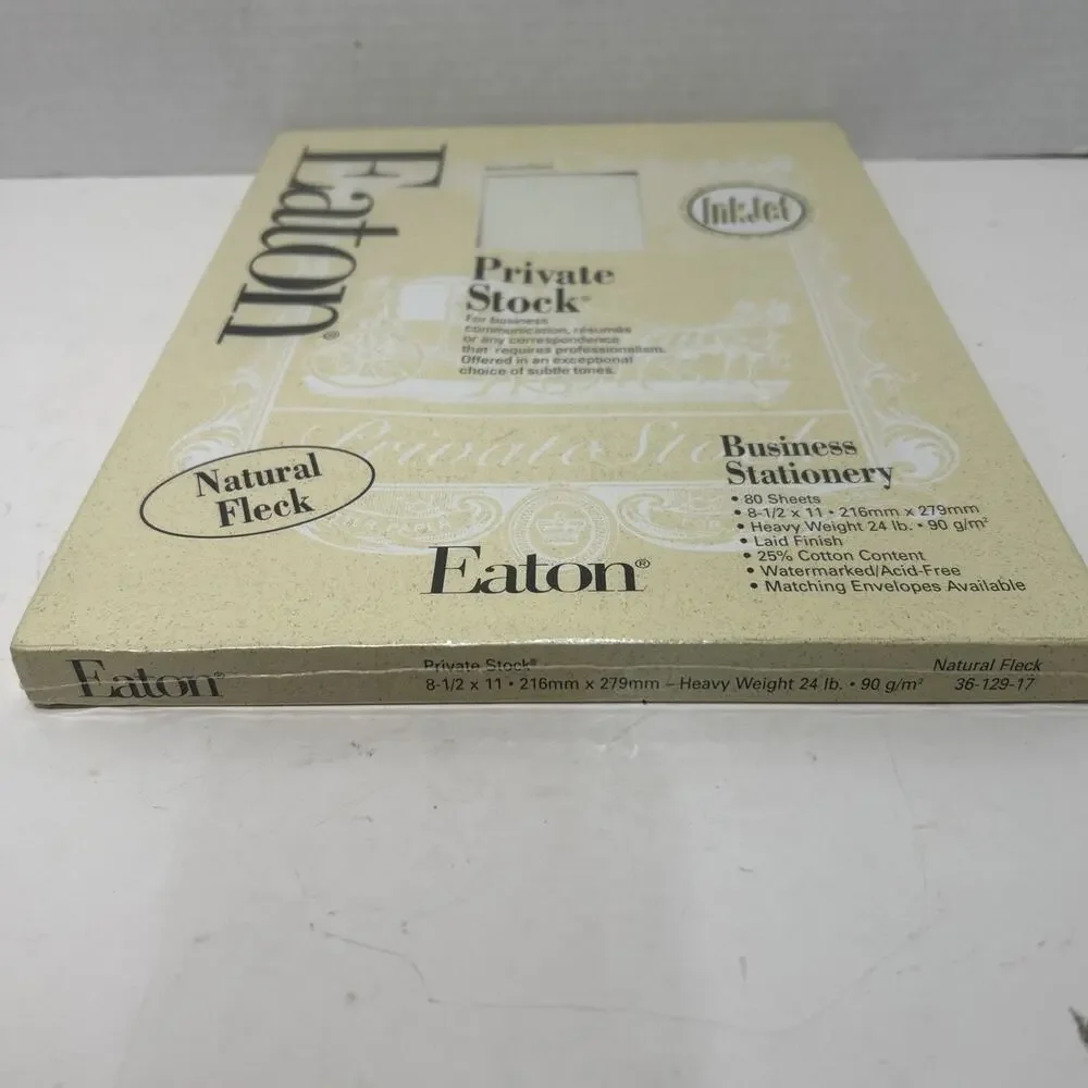 Eaton Private Stock Business Stationary 24lb 8.5x11 Natural Fleck 80 Sheets